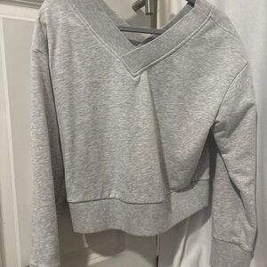 Xersion Light Gray French Terry V-Neck Sweatshirt